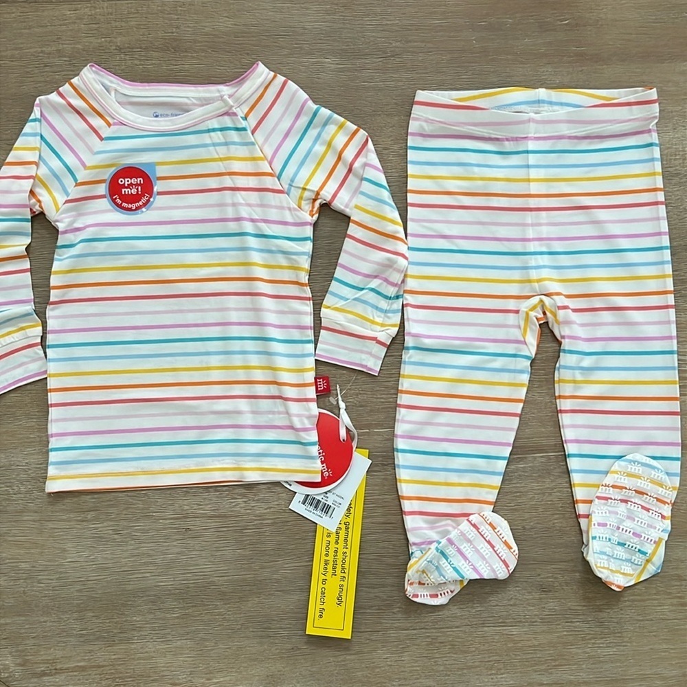 Magnetic Me Candy Stripe Modal Twotie Footie 9-12 12-18 months